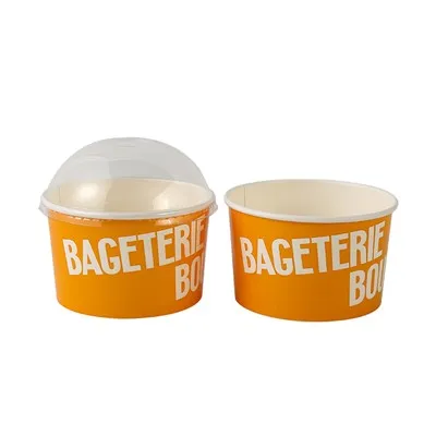 ชามกระดาษไอศกรีมพร้อมฝาโดม