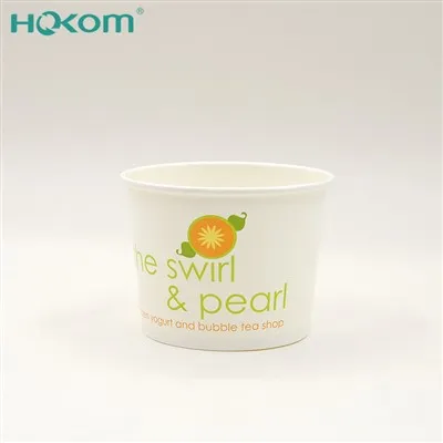 ถ้วยไอศกรีมกระดาษแบบใช้แล้วทิ้งที่ปรับแต่งได้ทางชีวภาพและชามส่วนบุคคลพร้อมโลโก้ที่พิมพ์ออกมา