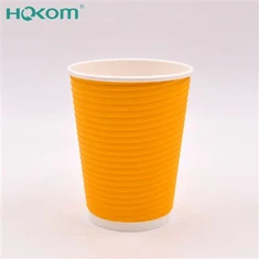 Hokom 2025 ผลิตภัณฑ์ใหม่คุณภาพสูง 12oz Ripple Coffee Paper Cups ถ้วยกาแฟระลอกคลื่นระลอกคลื่นพร้อมฝาปิด